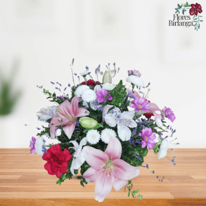 Ramo de flores variadas para Todos los Santos con lirios y crisantemos